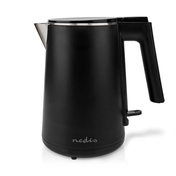 Nedis Vannkoker | 1.0 l | Plast | Sort | Roterbar 360 grader | Skjult varmeelement | Strix® kontroll | Koketørr beskyttelse