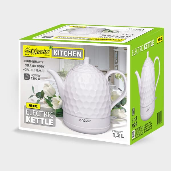 Feel-Maestro MR-072 vattenkokare 1,2 L Vit 1200 W