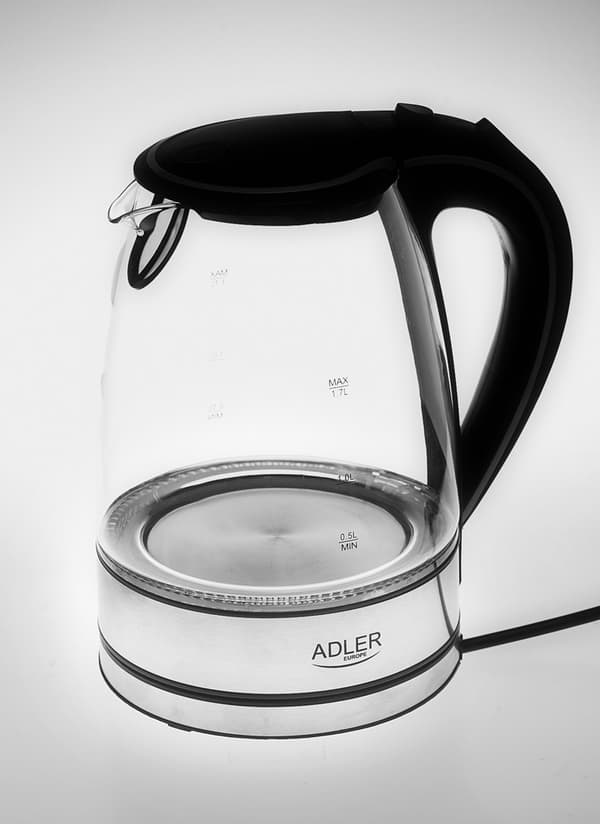 Adler AD 1225 elkedel 1,7 L Sort, Rustfrit stål, Transparent 2200 W