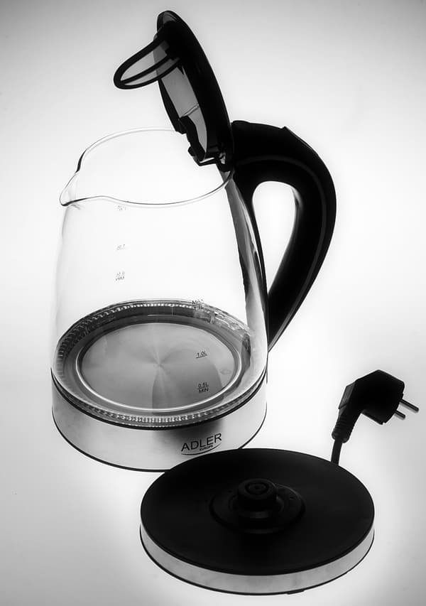 Adler AD 1225 elkedel 1,7 L Sort, Rustfrit stål, Transparent 2200 W