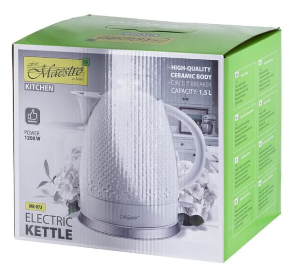Maestro MR-073 vattenkokare 1,2 L 1200 W Vit