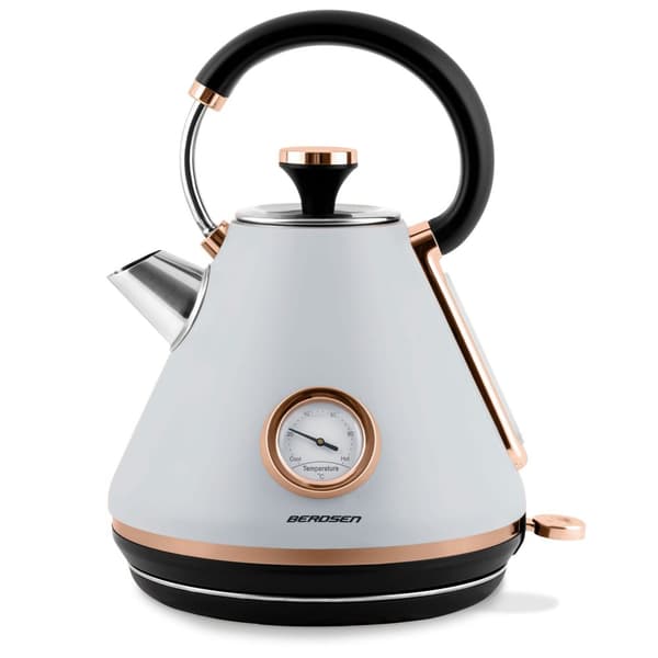 Elkedel - med termometer - 1,7L - grå - 21x16x25cm