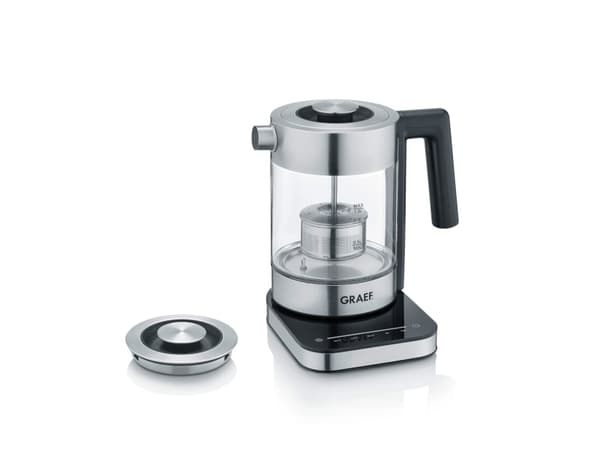 Graef WK350, 1 l, 2000 W, Svart, Rostfritt stål, Transparent, Glas, Vattennivå indikator, Överhettningsskydd