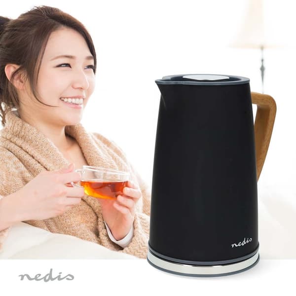 Nedis Vedenkeitin | 1.7 l | Soft-Touch | Musta | Pyörivä 360 astetta | Piilotettu lämmityselementti | Strix® ohjain | Tyhjäksi kiehumisen suoja
