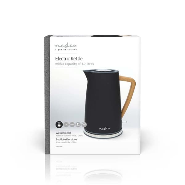 Nedis Vedenkeitin | 1.7 l | Soft-Touch | Musta | Pyörivä 360 astetta | Piilotettu lämmityselementti | Strix® ohjain | Tyhjäksi kiehumisen suoja