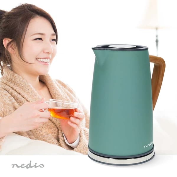 Nedis Vannkoker | 1.7 l | Soft-Touch | Grøn | Roterbar 360 grader | Skjult varmeelement | Strix® kontroll | Koketørr beskyttelse