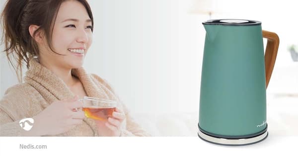 Nedis Vannkoker | 1.7 l | Soft-Touch | Grøn | Roterbar 360 grader | Skjult varmeelement | Strix® kontroll | Koketørr beskyttelse
