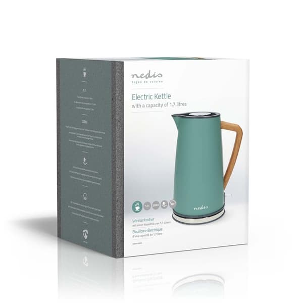 Nedis Vannkoker | 1.7 l | Soft-Touch | Grøn | Roterbar 360 grader | Skjult varmeelement | Strix® kontroll | Koketørr beskyttelse