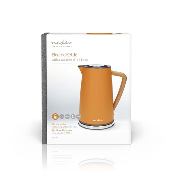 Nedis Vatten kokare | 1.7 l | Soft-Touch | Orange | Roterbar 360 grader | Dolt värmeelement | Strix® kontroll | Koka-tort funktion