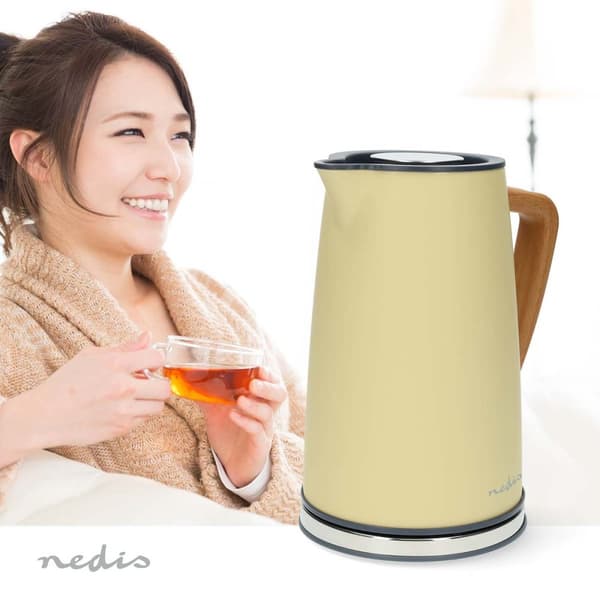 Nedis Elkedel | 1.7 l | Soft-Touch | Gul | Drejelig 360 grader | Skjult varmeelement | Strix®-controller | Beskyttelse mod kogetørring