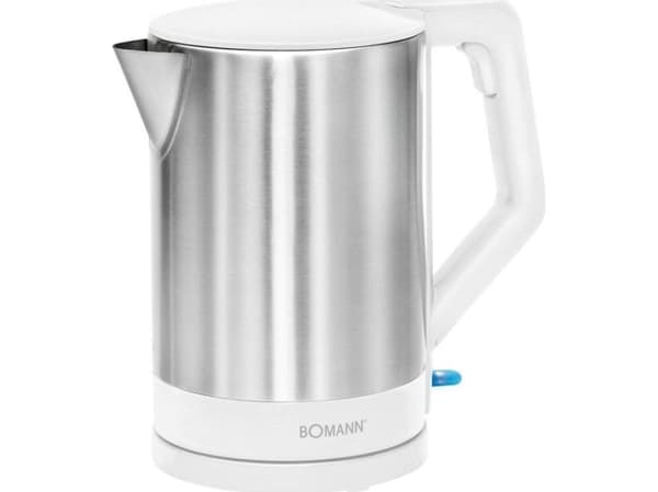 Bomann WKS 3002 CB, 1,5 L, 2200 W, Ruostumaton teräs, Valkoinen, Muovi, Ruostumaton teräs, Veden tason ilmaisin, Ylikuumenemissuoja