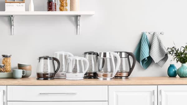 TEESA vattenkokare, glas + inox, 2000 W, svart, 1,7 L