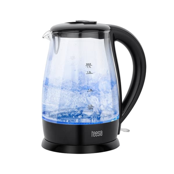 TEESA elkedel, glas, 2200 W, sort, 1,7 L