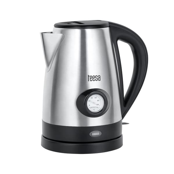 Vattenkokare med vattentemperaturindikator, TEESA, rostfritt stål, 2200W, 1,7L