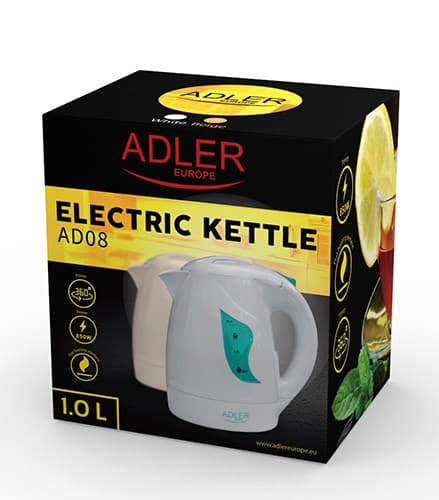 Adler AD 08w elkedel (900W 1l; hvid)
