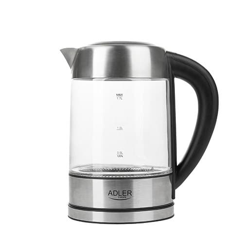 Adler | Vedenkeitin | AD 1247 UUSI | Elektronisella ohjauksella | 1850 - 2200 W | 1,7 L | Ruostumaton teräs, lasi | 360° pyörivä alusta |