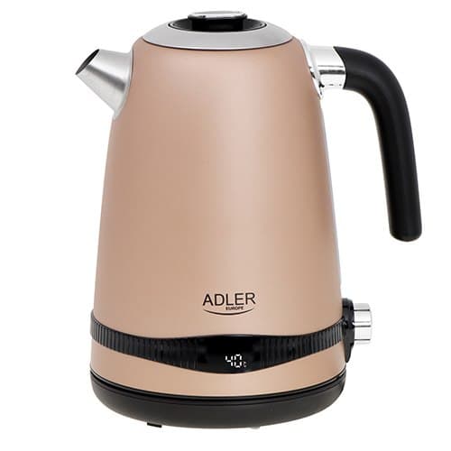 Adler | Vattenkokare | AD 1295 | Elektrisk | 2200 W | 1,7 L | Rostfritt stål | 360° rotationsbas | gyllene