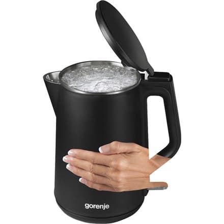 Gorenje | Vedenkeitin | K15DWBK | Sähkö | 2200 W | 1,5 l | Ruostumaton teräs | 360° kääntyvä alusta | Musta