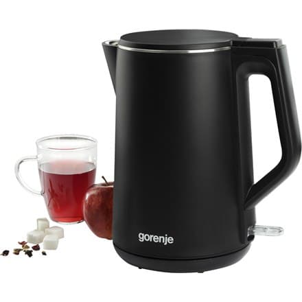 Gorenje | Vedenkeitin | K15DWBK | Sähkö | 2200 W | 1,5 l | Ruostumaton teräs | 360° kääntyvä alusta | Musta