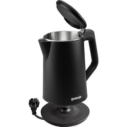 Gorenje | Vedenkeitin | K15DWBK | Sähkö | 2200 W | 1,5 l | Ruostumaton teräs | 360° kääntyvä alusta | Musta