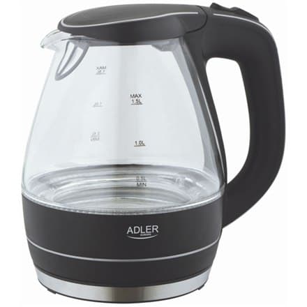 Kedel Adler | Kedel | AD 1224 | Standard | 2000 W | 1,5 L | Glas | 360° rotationsbase | Sort