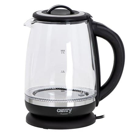 Camry | Kedel | CR 1290 | Standard | 2200 W | 2 L | Plast/glas | 360° rotationsbase | Sort/gennemsigtig