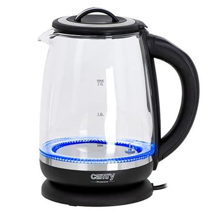 Camry | Kedel | CR 1290 | Standard | 2200 W | 2 L | Plast/glas | 360° rotationsbase | Sort/gennemsigtig