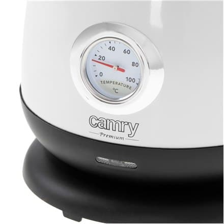 Camry | Kedel med termometer | CR 1344 | Elektrisk | 2200 W | 1,7 L | Rustfrit stål | 360° rotationsbase | hvid