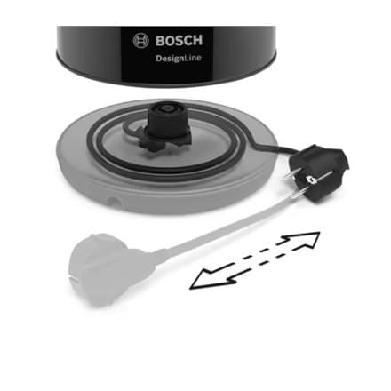 Bosch | Vedenkeitin | DesignLine TWK3P423 | Sähkö | 2400 W | 1,7 L | Ruostumaton teräs | 360° pyörivä alusta | Mustaksi kiillotettu