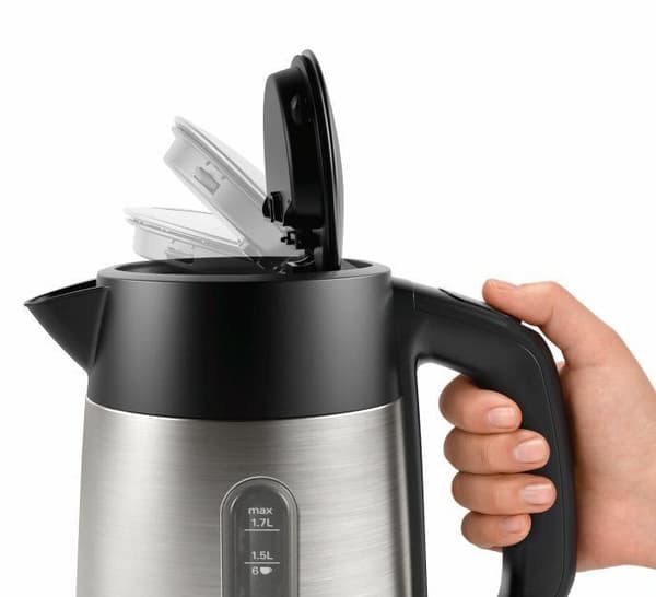 Bosch | Kedel | DesignLine TWK4P440 | Elektrisk | 2400 W | 1,7 L | Rustfrit stål | 360° rotationsbase | Rustfrit stål/Sort