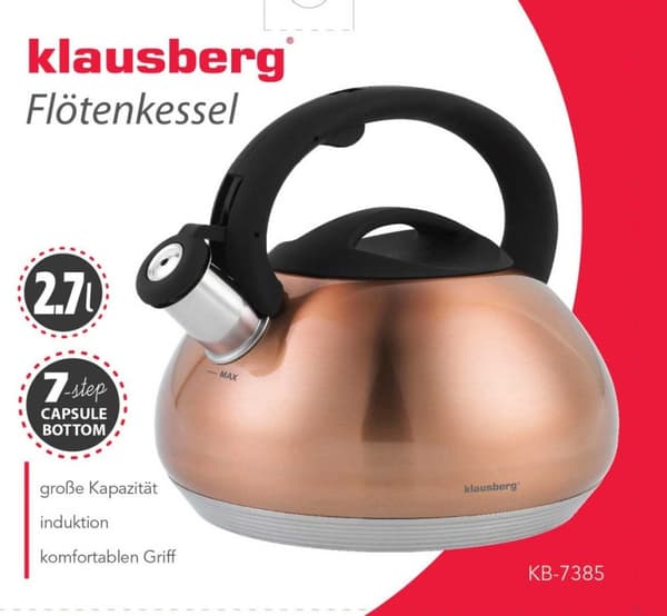KLAUSBERG KEDEL MED FLØJTE 2,7L KB-7385 KOBBER