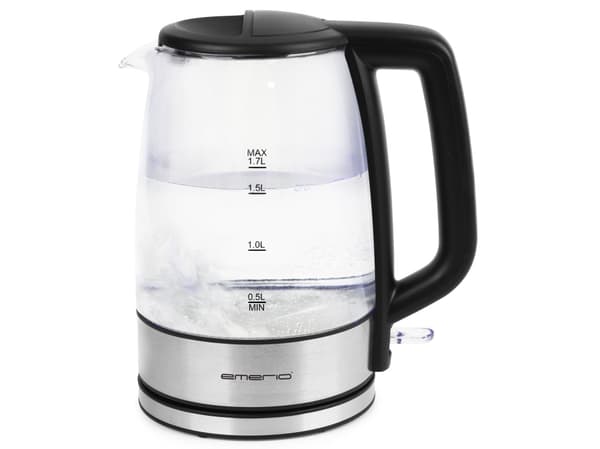 Emerio WK-130126, 1,7 l, 2200 W, Sort, Gjennomsiktig, Glass, Plast, Vannivåindikator, Trådløs