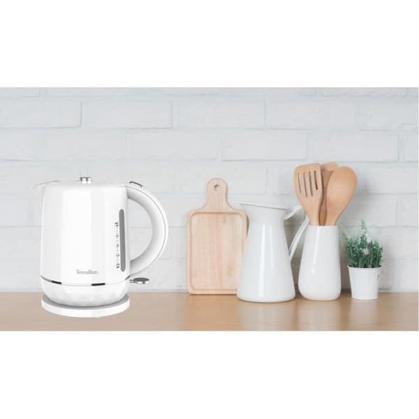 Elektrisk vattenkokare - TERRAILLON - 15351 DIAMANT Vit - 1,5L - 2200W - 360° vridbar bas - Upphöjd bas med diamanteffekt