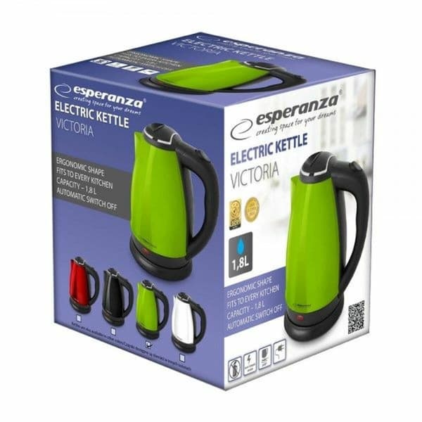 Vattenkokare Esperanza EKK113G Svart Grön plástico,acero inoxidable 1800 W 1,8 L