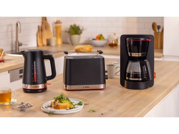 Bosch TWK4M223, 1,7 L, 2400 W, Musta, Veden tason ilmaisin, Johdoton