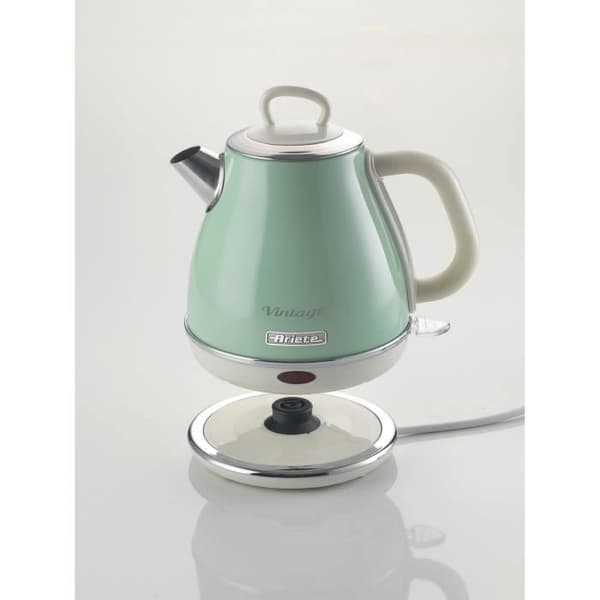 Vintage Vattenkokare 1L Grön - ARIETE - 1630 Watt - Metall - Sladdlös gjutning - 360 graders bas