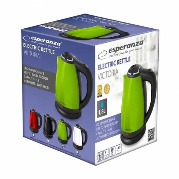 Vattenkokare Esperanza EKK113G Svart Grön plástico,acero inoxidable 1800 W 1,8 L