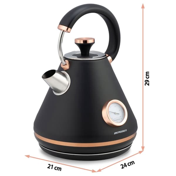 Vedenkeitin lämpömittarilla 1,7L Berdsen BD-701 musta