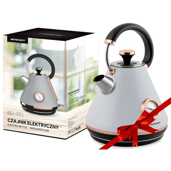 Elkedel med termometer 1,7L Berdsen BD-701 grå