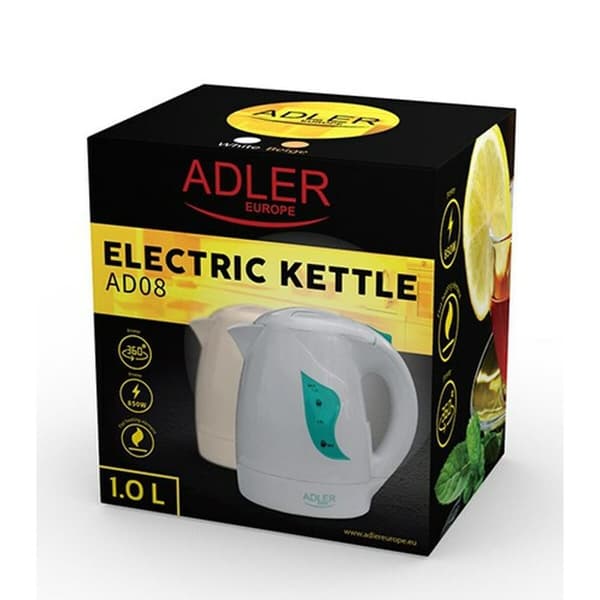 Elektrisk vattenkokare och tekanna Adler AD 08w Vit 850 W 1 L