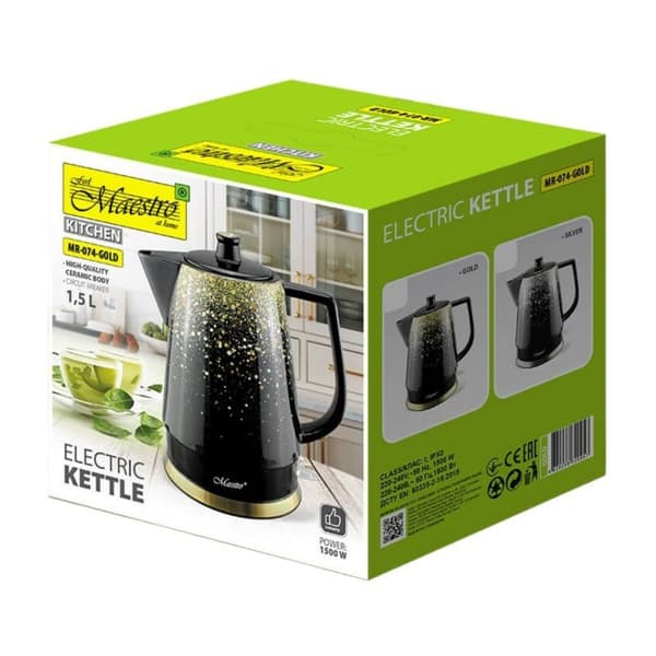 Vattenkokare Feel Maestro MR-074 Svart Guld Keramisk 1500 W 1,5 L