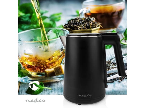 Nedis KAWK360EBK, 1 l, 1500 W, Svart, Metall, Plast, Vattennivå indikator