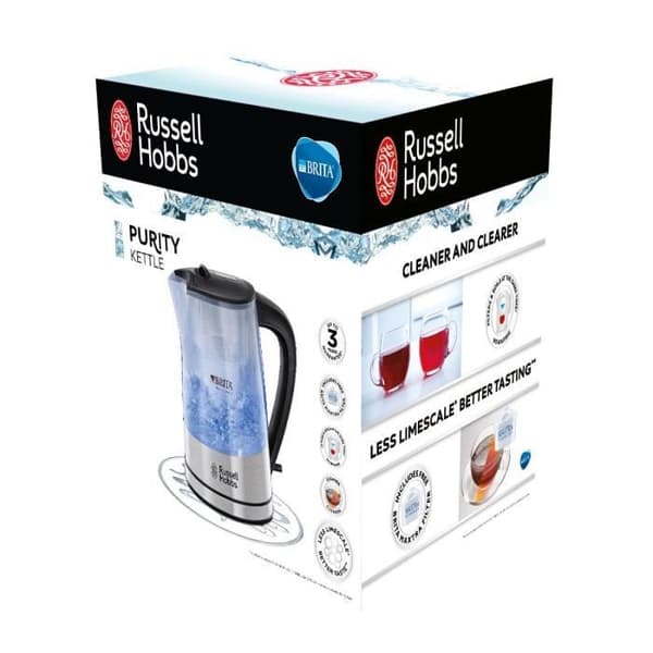 Russell Hobbs 22850-70 Clarity 1,5L filterglasvattenkokare, Brita Maxtra vattenfilterpatron medföljer