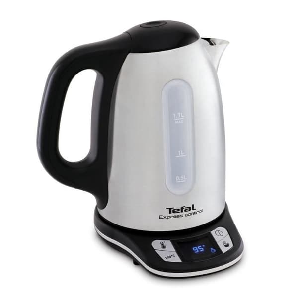 TEFAL Elektrisk vattenkokare 1,7 L, 2400 W, 7 justerbara temperaturer, Håll varm 60 min, Rostfritt stål, Express Control KI240D10