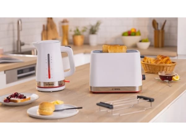 Bosch TWK4M221, 1,7 l, 2400 W, Hvit, Plast, Vannivåindikator, Trådløs