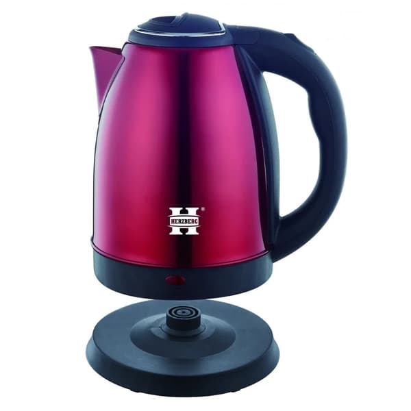 Herzberg HG-5011RED: Ruostumattomasta teräksestä valmistettu vedenkeitin - punainen.