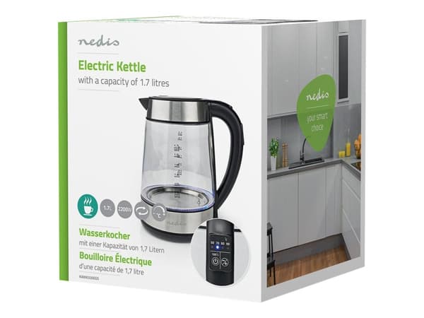 Nedis - Vattenkokare - 1.7 liter - 2.2 kW - genomskinlig