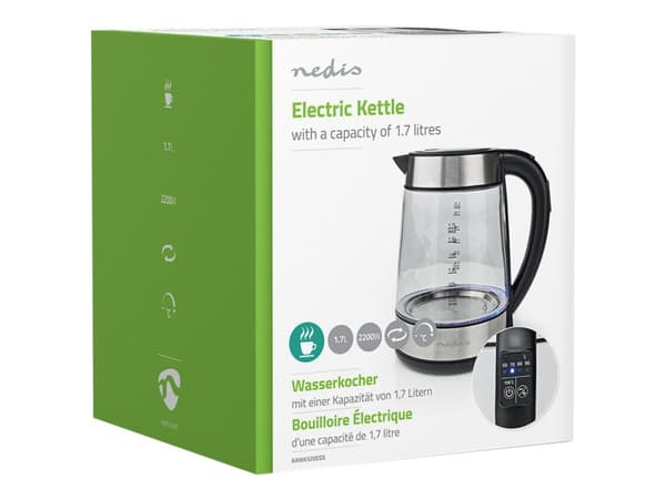 Nedis - Vattenkokare - 1.7 liter - 2.2 kW - genomskinlig