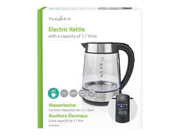 Nedis - Vattenkokare - 1.7 liter - 2.2 kW - genomskinlig