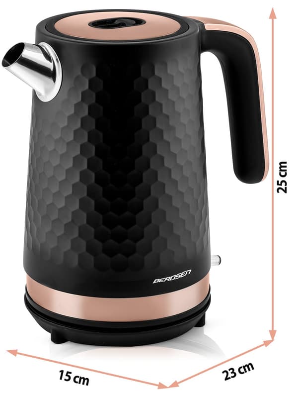 Elkedel 1,7l Berdsen BD-705 sort og kobber